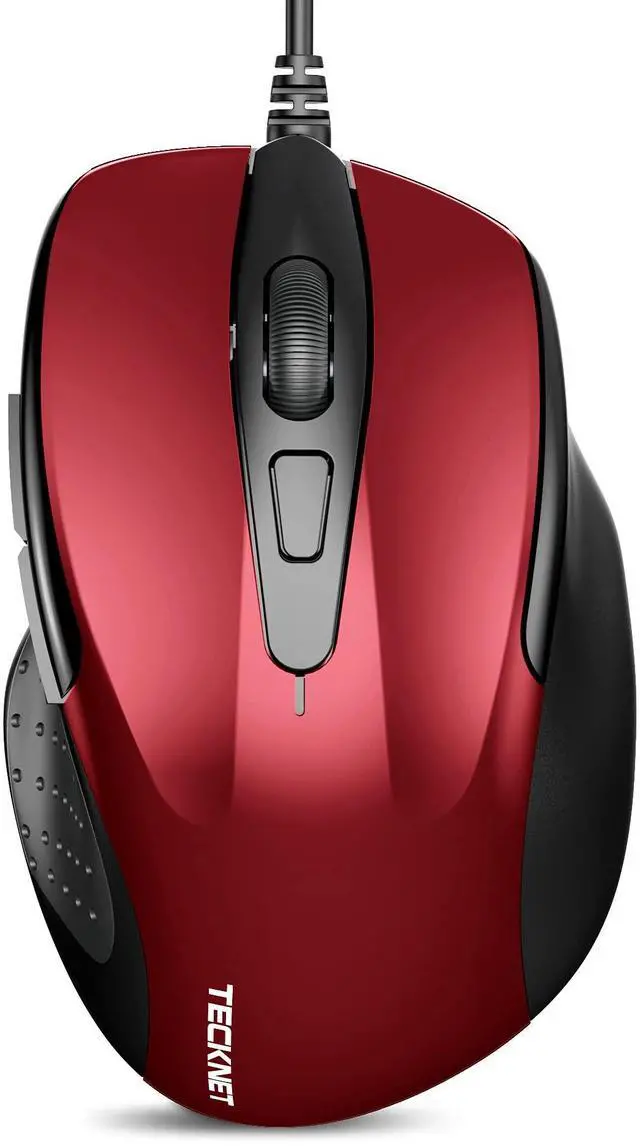 Main image of USB Wired Mouse, 6-Button Corded Computer Mouse with 4 Adjustable DPI, Optical Computer Mice with Ergonomic Design and 5FT Cord for Laptop, Chromebook, PC, Desktop, Mac, Notebook - Dard Red