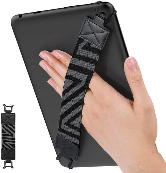 Main image of Security Hand-Strap for 9-11 Inch Tablet, iPad Pro/Air/Kindle Fire HD/Samsung, High-Elasticity Versatile Hand Strap Lightweight Finger Grip Holder, Black