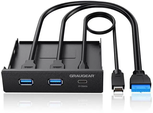 Main image of GRAUGEAR 3.5 Inch Front Panel USB Hub, Internal USB Hub with 20Gbps USB3.2 Gen2 USB-C and USB 3.0 Ports, USB3.2 Type-E Key-A 20-Pin Header & USB3.0 Header Required, Fits 3.5" PC Computer Case [G-MP01]