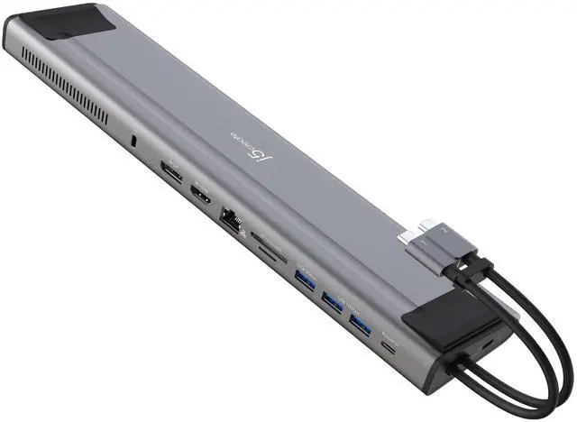 Main image of USB C Dual 4K 60Hz Display Docking Station (12-in-1), Built-in M.2 | SSD Slot, HDMI, DisplayPort, 10Gbps USB-A, Card Reader, PD 100W, Ethernet, for 2021 MacBook Pro (JCD552)