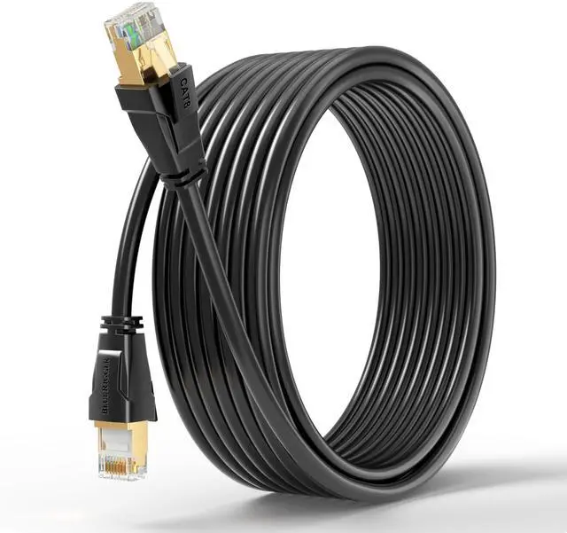 Main image of BlueRigger CAT 8 Outdoor Ethernet Cable - 50FT (RJ45, 40Gbps, 2000MHz, Weatherproof, UV Resistant CAT8 Internet Cable) High Speed LAN Network Cable - Compatible with Game Consoles, HDTV, Router, PC