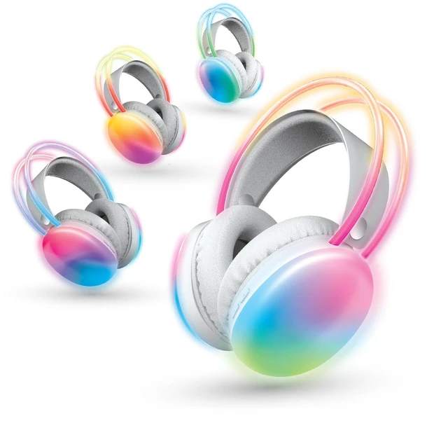 Main image of Wireless Silent Disco Headphones, Multicolor LED Lights, Bluetooth 5.0, Up to 10 Hours of Playtime, 4 Pack