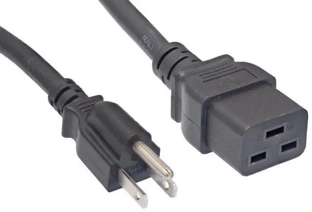 Main image of North American Power Cord Extension, NEMA 5-15P to C19, 10', 14 AWG, 15A, 125V (ZWACPFAC-10)