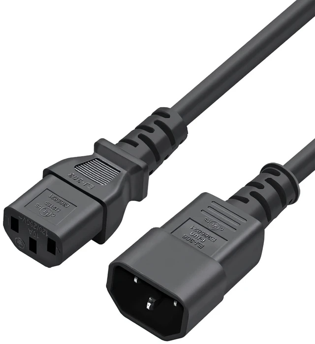 Main image of 2-Pack 10 Feet 18AWG C14 to C13 PDU Power Extension Cable 10 Feet 18AWG C14 to C13 PDU Style Computer Power Extension Cable, 3M / Black