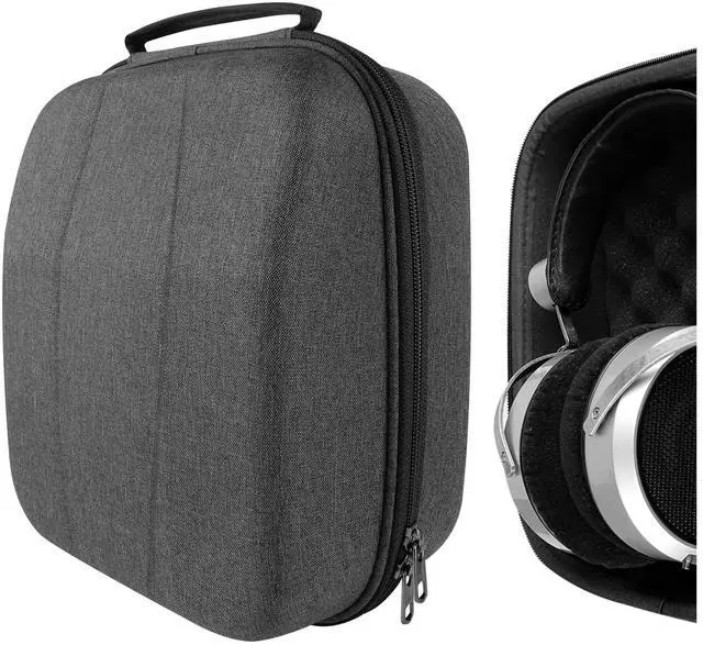 Main image of Shield Case for Large-Sized Over-Ear Headphones, Replacement Hard Shell Travel Carrying Bag with Cable Storage, Compatible with HiFiMAN HE 6se, HE 1000 Headsets (Dark Grey)