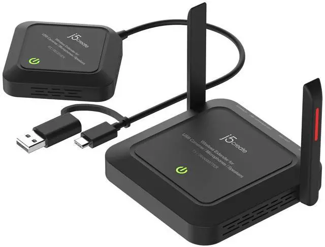 Main image of j5create Wireless Extender for USB Webcam  Microphones  or Speakers  Ideal for Streaming & Conferencing  No USB Mouse/Keyboard Compatibility (JVW120)