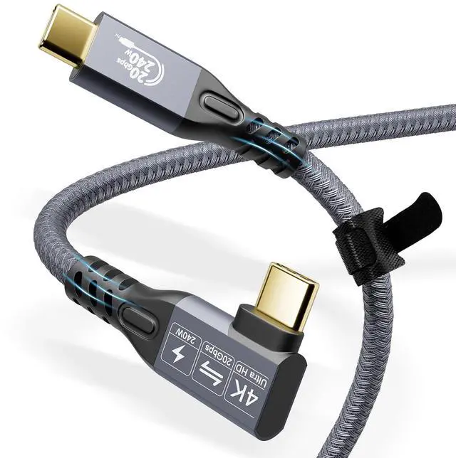 Main image of BUCIER USB C 3.2 Gen-2 4K 240W Thunderbolt 3 Extension Charging Data Cable 1M 3.3FT 90 Degree Elbow 20Gbps Data Transfer 48V 5A 4K@60Hz Video Cable Compatible with MacBook M1/M2/M3