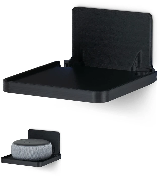 Main image of Drill Free Wall Mount Shelf for Security Cameras, Baby Monitors, Speakers & More, Universal Holder, Strong Adheasive, Easy to Install, No Mess, Screwless (Black)