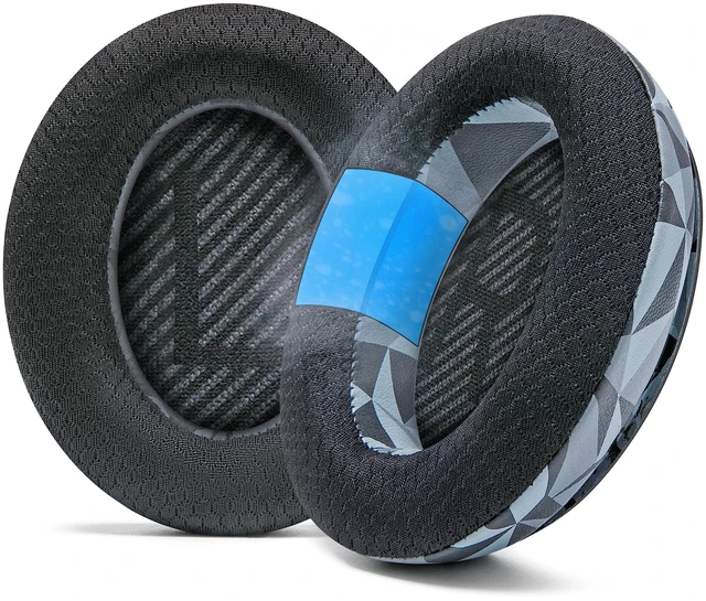 Main image of Freeze QC35 - Cooling Gel Ear Pads for Bose QuietComfort 35 & 35ii Made by Wicked Cushions Breathable Sports Fabric, Extra Thick & Cooler for Longer Geo Grey