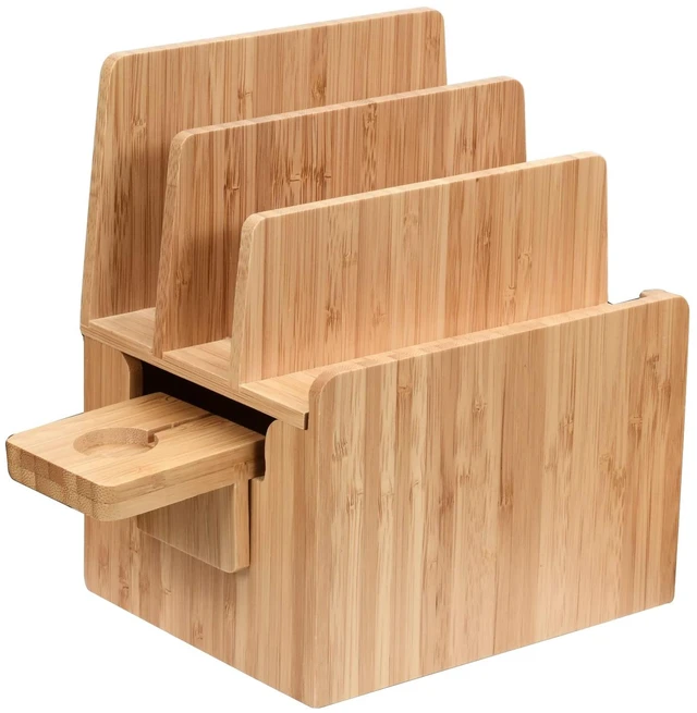 Main image of Bamboo Charging Station & Compatible Apple Watch Adapter Combo Multi Device Organizer for Apple Watch, Smartphones, Tablets, Laptops, and More