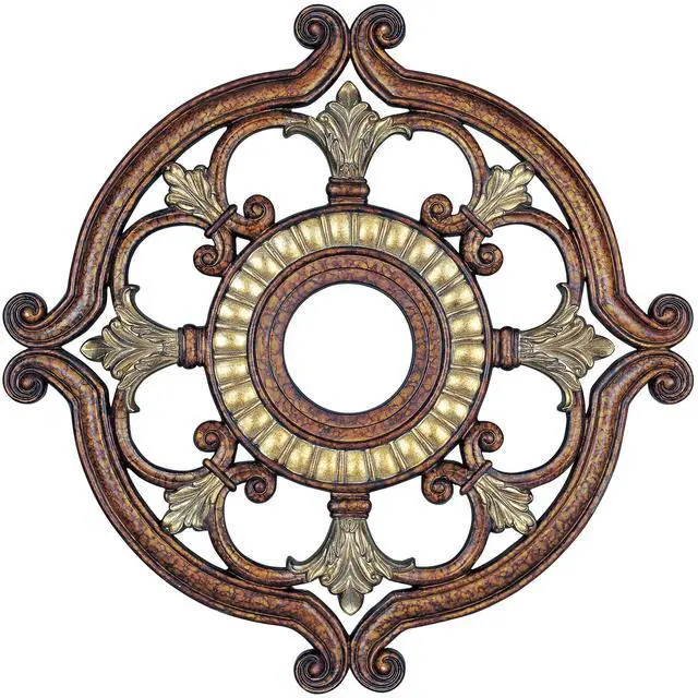 Alt view image 3 of 3 - Livex Lighting 8216-64 Ceiling Medallion in Palacial Bronze with Gilded Accents