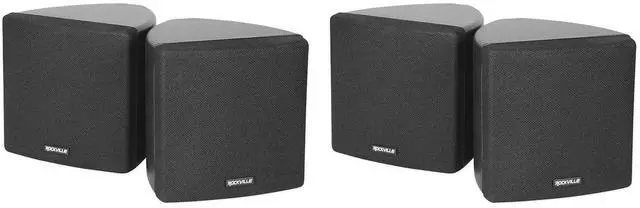 Main image of Cube 70V Black 3.5" Commercial Restaurant Wall Speakers, 4-Pack | 2-Way, 1.5W/3W/6W Selectable Taps, Euro-Block Terminals, 0.5" PEI Tweeter, ABS Cabinet, 360° Rotation, with Mounting Brackets