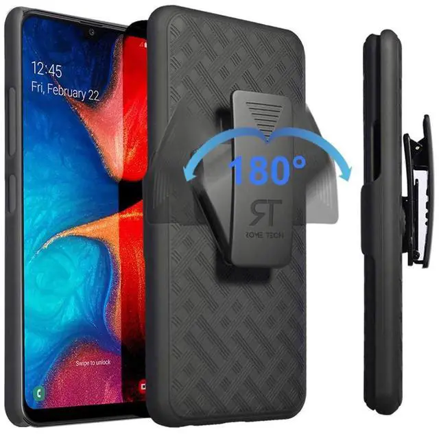 Alt view image 7 of 7 - Samsung Galaxy A20 6.4" (2019) Rome Tech Shell Holster Combo Case - Black