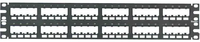 Alt view image 3 of 3 - Panduit Mini-Com 48 Port Modular Patch Panel, 2U Rack-mountable - Black