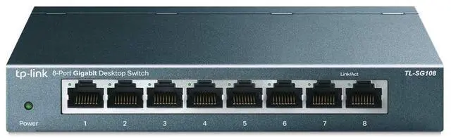 Main image of TP-Link 8 Port Gigabit Ethernet Network Switch - Ethernet Splitter | Plug & Play | Fanless | Sturdy Metal w/ Shielded Ports | Traffic Optimization | Unmanaged | Lifetime Protection (TL-SG108)