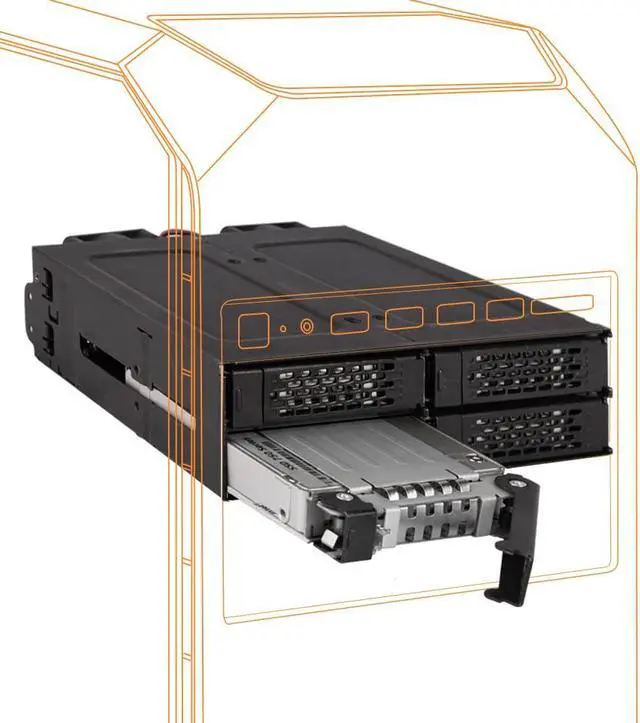 Main image of ICY DOCK 4 x 2.5 NVMe U.2/U.3 SSD PCIe 4.0 Mobile Rack for 5.25"" Bay with OCuLink | ToughArmor MB699VP-B V3