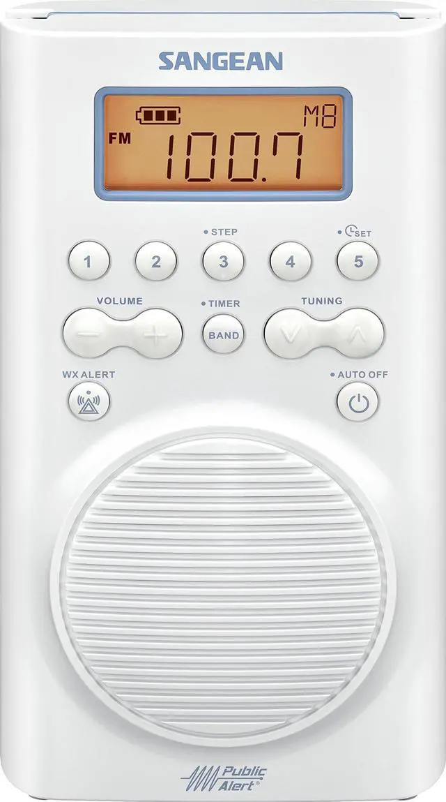 Alt view image 13 of 13 - Sangean H205 H205 Portable 3-Band AM/FM/Weather-Alert Waterproof Shower Clock Radio