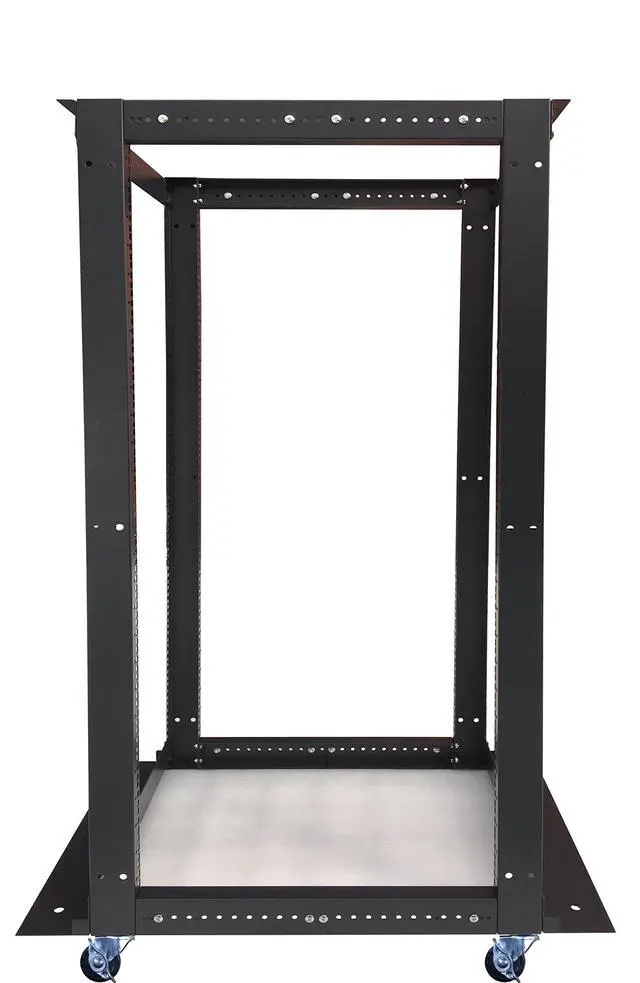 Alt view image 8 of 8 - Sysracks 27U 4-Post Open Frame Server Rack, Adjustable 24-Inch to 37-Inch Depth, for 19-Inch Equipment, Square Holes and Casters