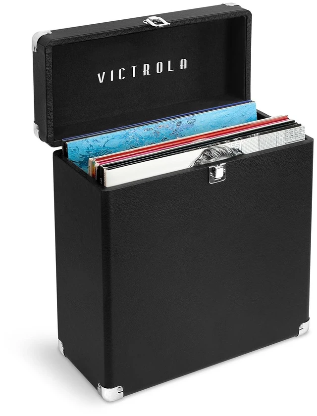 Main image of Collector - Vinyl Record Storage Case, Holds 30+ LPs - Black Vinyl record storage case, holds 30+ LPs (33/45/78), corner guards, heavy-duty hinges, dust and scratch protection