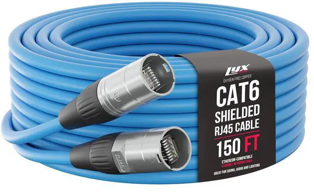 Alt view image 4 of 10 - lyxpro cat6 shielded ethercon rj45 cable  150' feet blue