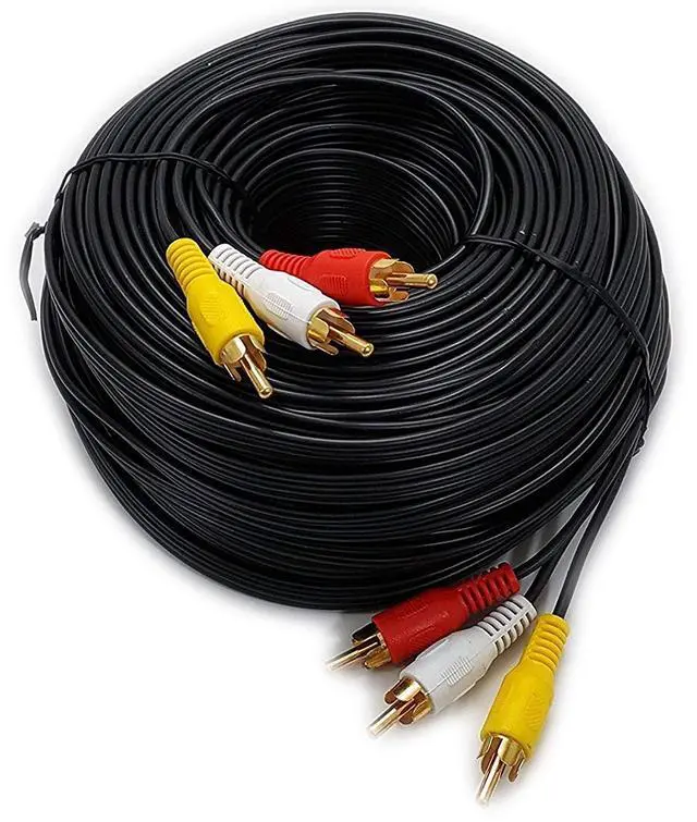 Main image of (100 Feet) Long 3RCA Composite Video Audio A/V AV Cable - Gold Plated | Composite AV Audio Video, Gold-Plated Connectors, Yellow Red White, For TV DVD VCR VHS Satellite Home Theater