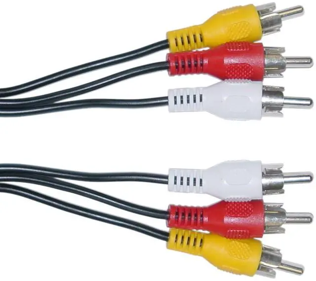 Main image of RCA Audio/Video Cable, A/V Cable, 3 RCA Male to 3 RCA Male, RCA Composite Video and Stereo Audio Cord, TV, DVD, CD, Black, 12 feet, RCA Audio Video Cable Male to Male