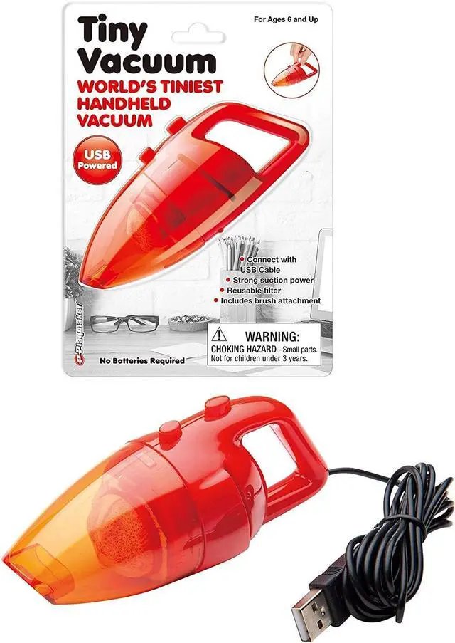Main image of World's Tiniest Vacuum, USB Powered, Strong Suction, Brush Attachment, 3.7V, for Home and Office