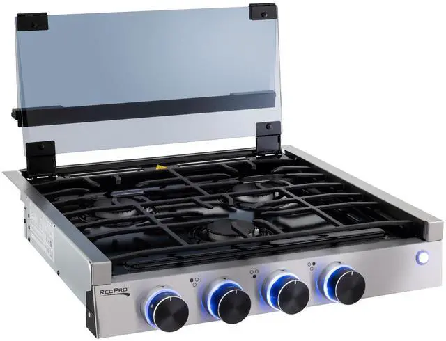 Main image of RV Built In Gas Cooktop | 2 Burner or 3 Burner | RV Cooktop Stove | 6,500 and 8,000 BTU Burners | Cover Included (Stainless Steel, 3-Burner)