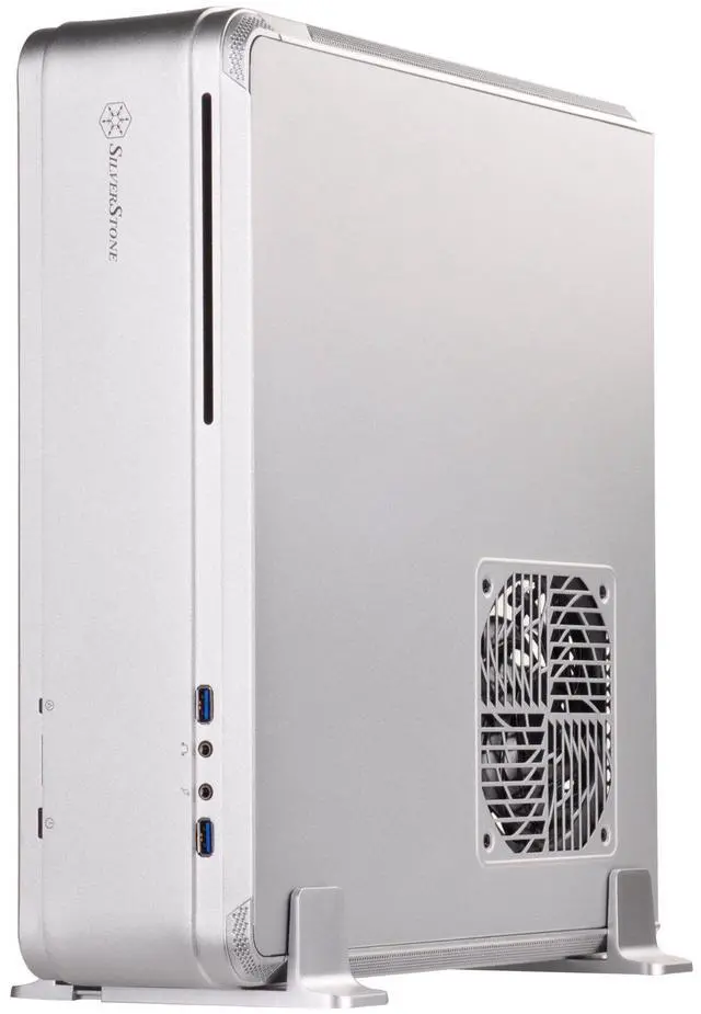 Main image of Silver  ABS Bazel  steel body black internal   Mini-ITX  1*Slim ODD  1X3.5""  3*2.5""  2*120 fan and 1x120 fan slot  1*audio  1*MIC  2*USB3.0 Riser card:  One PCI-E x16 Expansion slots: 2  Support SFX