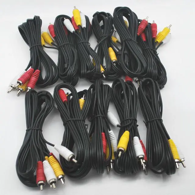 Main image of LOT OF 10 NEW 6 Ft RCA AUDIO/VIDEO COMPOSITE CABLES DVD/VCR/SAT YELLOW RED & WHITE CONNECTORS
