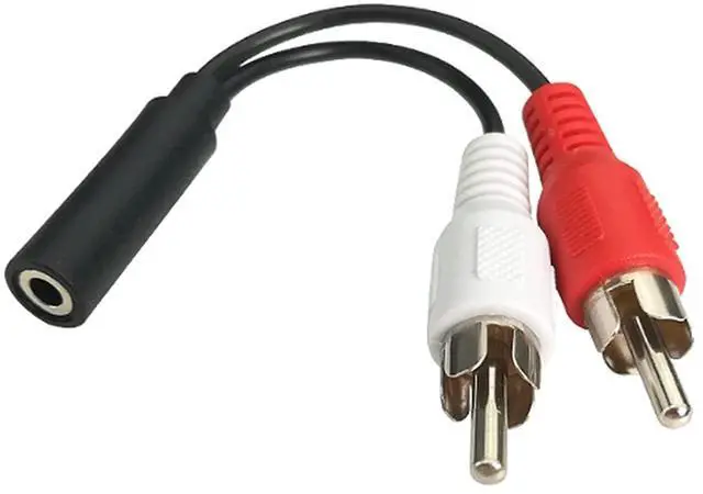 Main image of 6 Inch 3.5mm Female to 2 RCA Male Stereo Audio Y Cable, Nickel Plated Adapter Compatible for TV,Smartphones, MP3, Tablets, Speakers,Home Theater, (10 Pack)