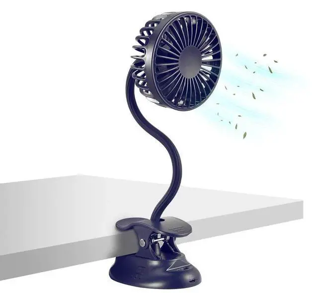 Main image of Clip on Fan Usb Battery Operated Desk Clip Fan with Emergency Power Bank, Baby Stroller Fan Rechargeable Personal Fan Flexible Neck 3 Speeds Great for Beach Car Camping Dorm Bed Office-Navy Blue