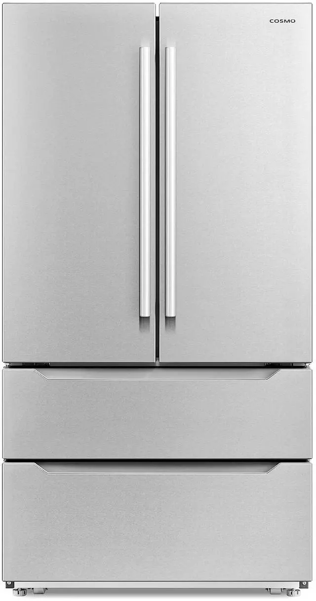 Main image of Cosmo FDR225RHSS-G 36 in Double French Door Refrigerator | Energy Efficient Fridge with 2 Drawer Bottom Freezer & Built-In Automatic Ice Maker/Chest, 22.5 cu. ft. Storage Capacity - Stainless Steel