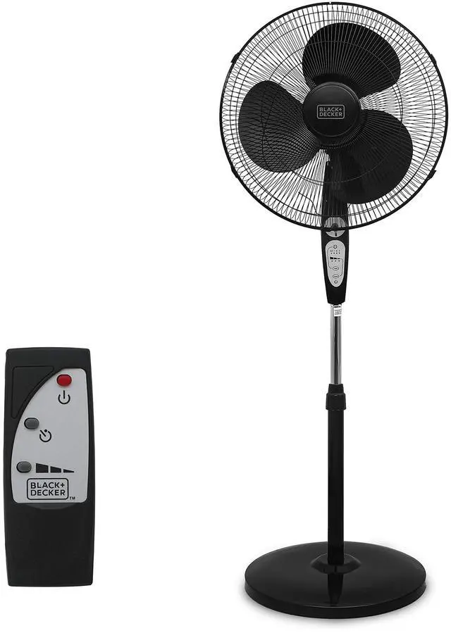 Main image of 18-Inch Stand Fan with Pedestal Base, Height Adjustable Pedestal Fan with Remote and Touch Control Panel, Free Standing Fan with 90-Degree Oscillating and 3-Speed Settings, Black