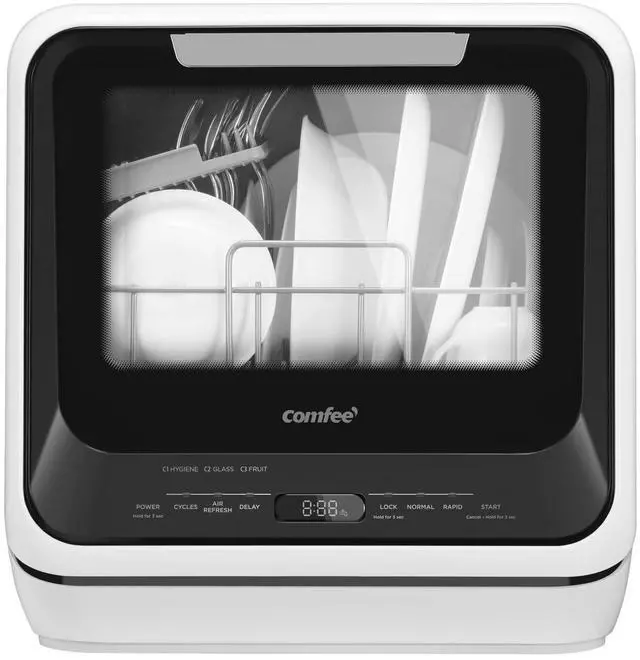 Main image of Portable Mini Dishwasher Countertop with 1.32Gal Built-in Water Tank for Apartments& RVs, No Hookup Needed, 6 Programs, 360° Dual Spray, 162 High-Temp& Air-Dry Function