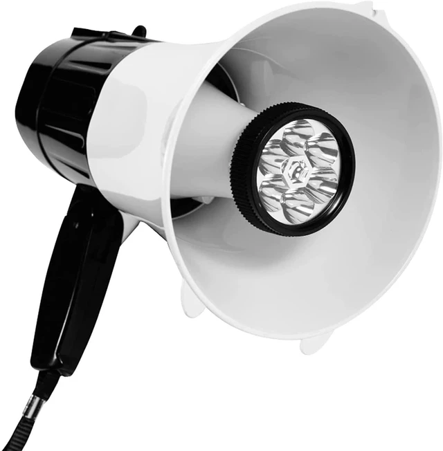 Alt view image 9 of 11 - 5 Core Megaphone Bullhorn Speaker 30W Professional Bull Horn Battery Power Cheer Megafono 800 Yard Range Loudspeaker w Siren LED Light Recording Ergonomic Handle for Coaches Football Baseball