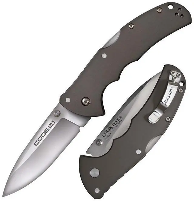 Alt view image 9 of 9 - COLDSTEEL 4005084 Cold Steel Code 4 Spear Point Folding Knife 3-1/2 S35VN Satin Plain Blade Aluminum Handles