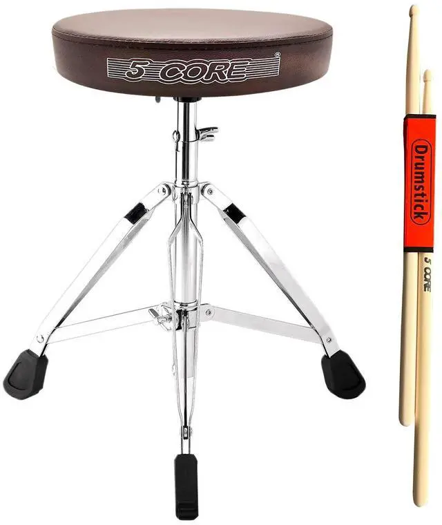 Alt view image 9 of 11 - 5 Core Drum Throne Padded Adjustable Guitar Stool Drummer Seat for Adults & Kids BROWN