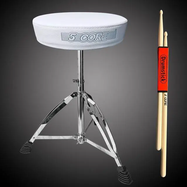 Alt view image 9 of 11 - 5 Core Drum Throne Height Adjustable Guitar Stool Thick Padded DJ Chair Seat with Anti Slip Feet Multipurpose Musician Chair for Adults and Kids Drummer Cello Guitar Player - DS CH WH
