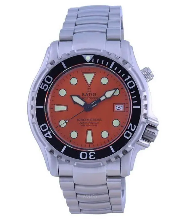 Alt view image 8 of 8 - Ratio FreeDiver 1000M Orange Dial Automatic 1066KE26-33VA-ORG Men's Watch