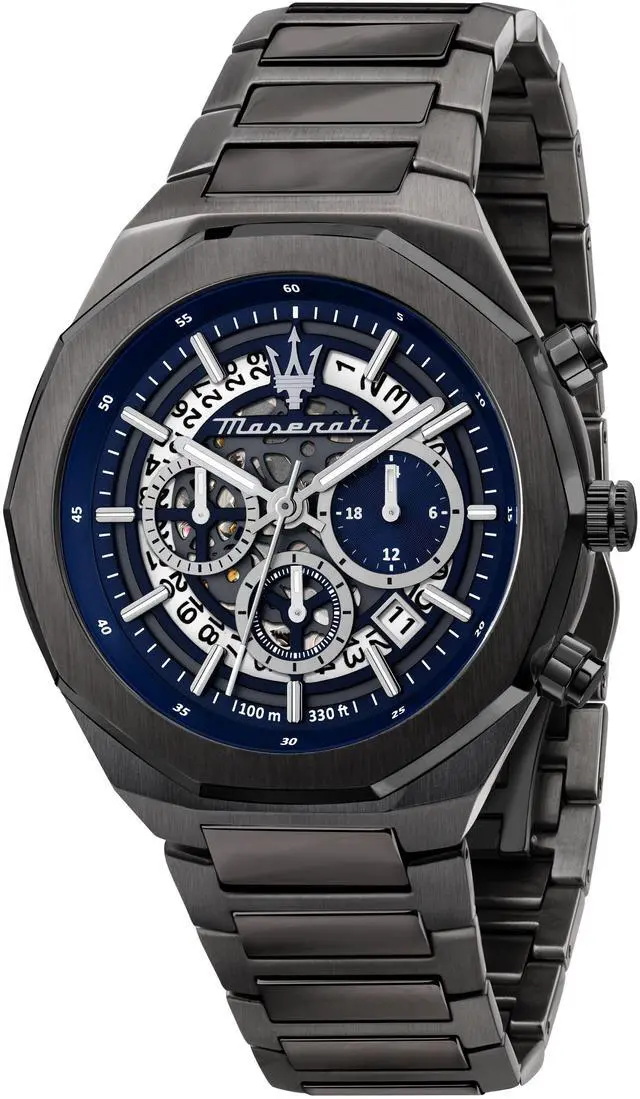 Main image of Maserati Stile Chronograph Stainless Steel Blue Skeleton Dial Quartz R8873642012 100M Men'S Watch