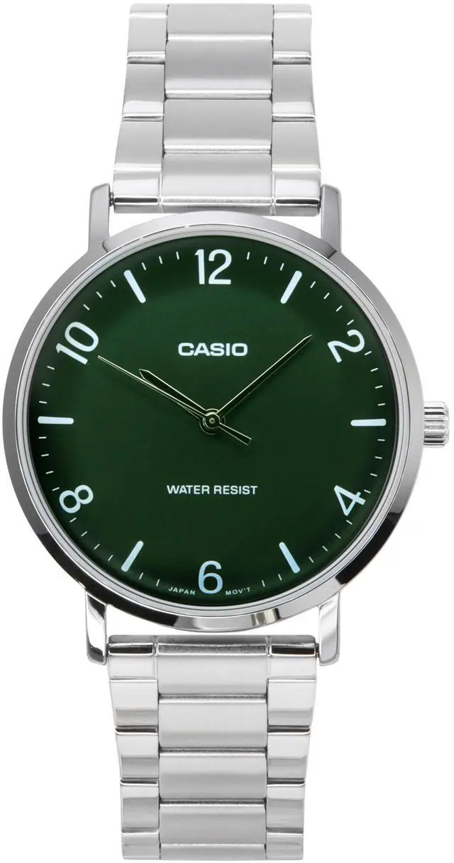 Alt view image 4 of 4 - Casio Standard Analog Stainless Steel Green Dial Quartz MTP-VT03D-3B Men's Watch