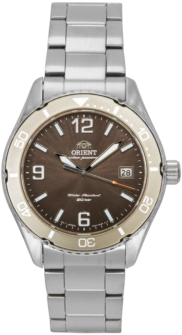 Alt view image 8 of 8 - Orient Mako III Brown Dial Solar Diver's 200M Men's Watch RA-WJ0004Y