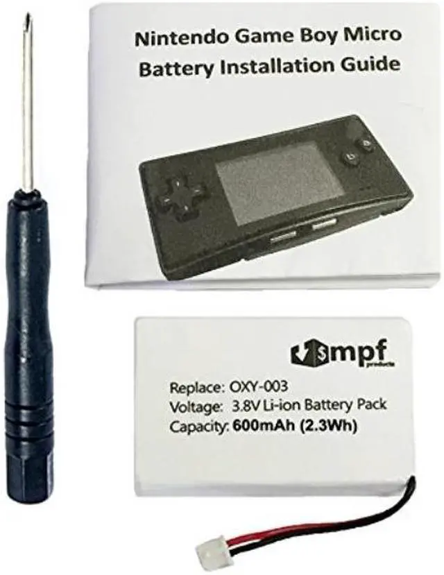 Alt view image 4 of 4 - 600mAh OXY-003, GPNT-02 Battery Replacement Kit for Nintendo Game Boy Micro OXY-001
