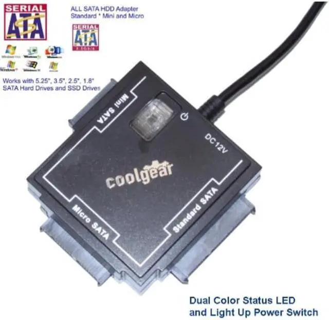 Alt view image 7 of 9 - CoolGear® Universal Sata Drive Adapter for all SATA Drives with Power Adapter