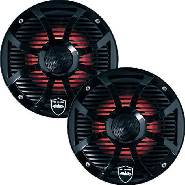 Main image of wet sounds revo 6swb black closed sw grille 6.5 inch marine led coaxial speakers pair