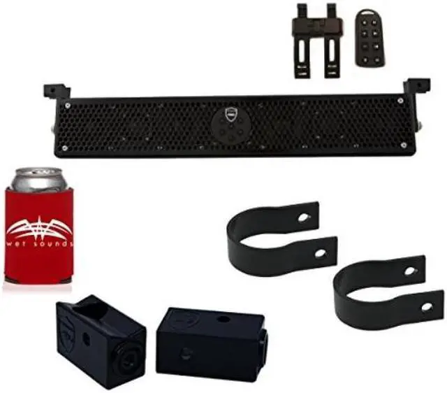 Main image of wet sounds stealth 6 ultra hd black + utv mounting kit, slider bracket and round 1.75" tube clamp