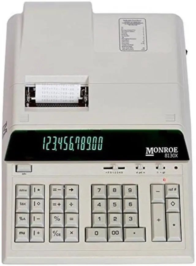 Main image of Monroe 8130X Ivory 12-Digit Basic Function Heavy-Duty Accounting Printing Calculator