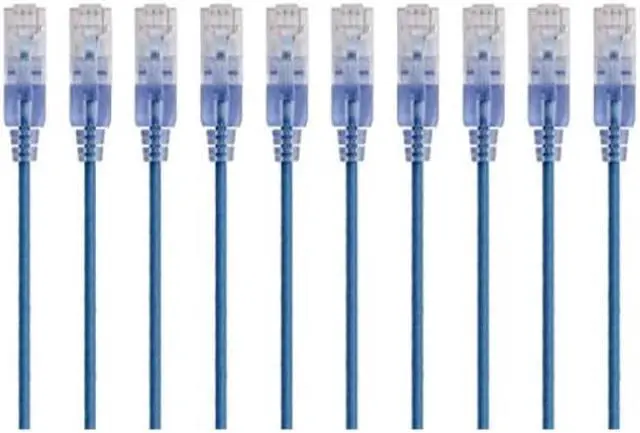 Alt view image 2 of 9 - Monoprice SlimRun Cat6A Ethernet Patch Cable - Network Internet Cord - RJ45, 550Mhz, UTP, Pure Bare Copper Wire, 10G, 30AWG, 7ft, Blue, 10-Pack