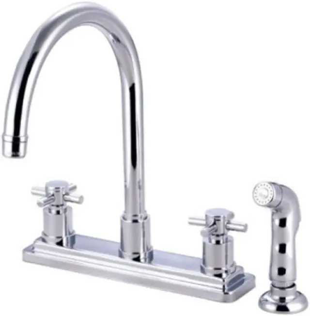 Main image of Kingston Brass KS8791DX 8 Inch Center Kitchen Faucet With Side Sprayer - Polished Chrome